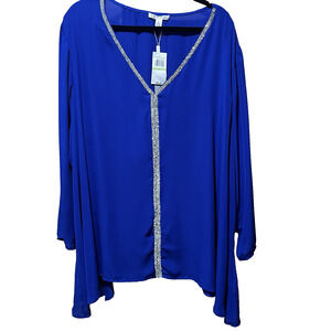 Womens Evening Blouse 4X Glam Holiday Party Sequin Mother of Bride Mob Wife